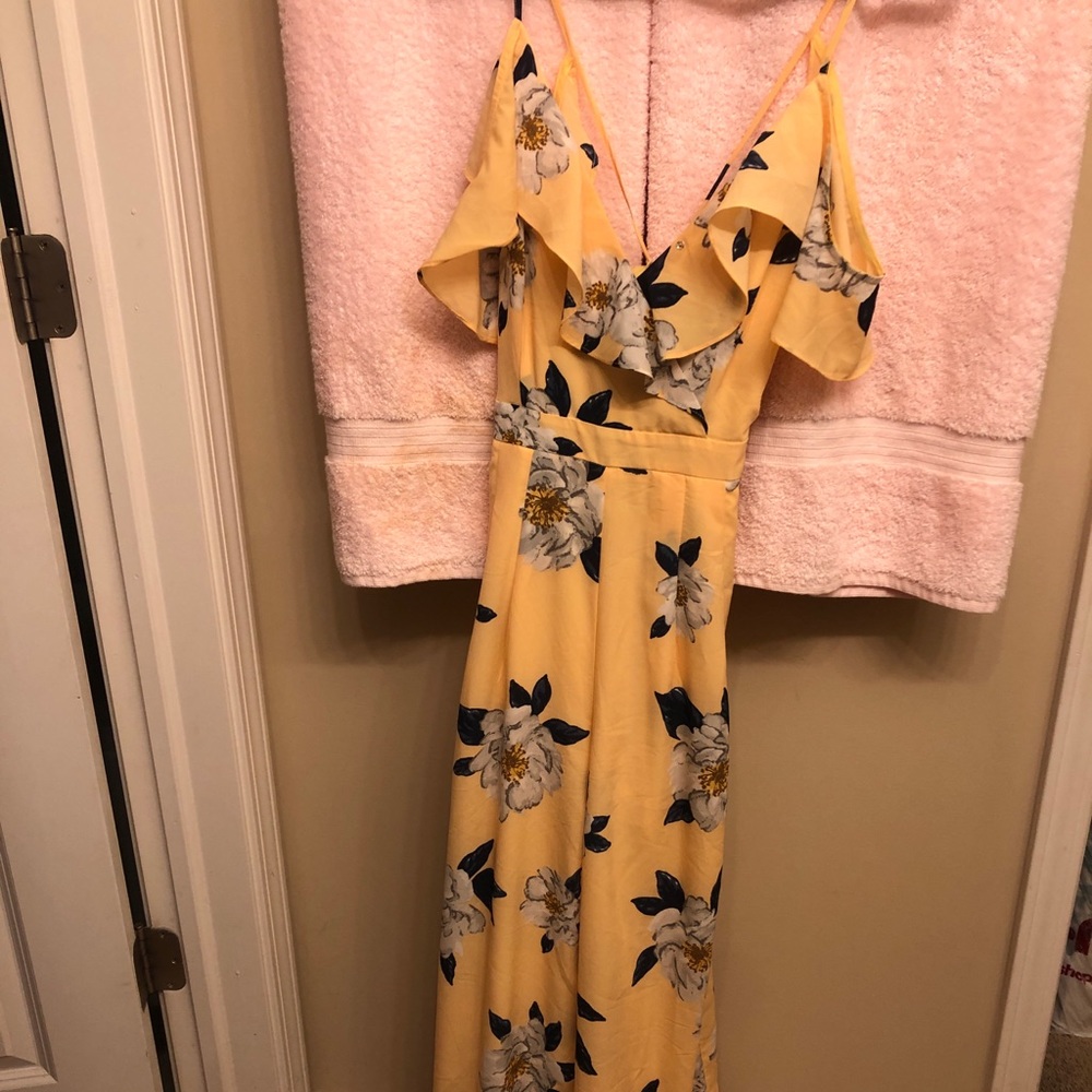 J.O.A Yellow floral jumpsuit